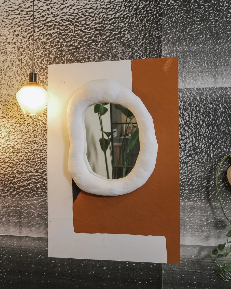 miroir papier mache diy blanc