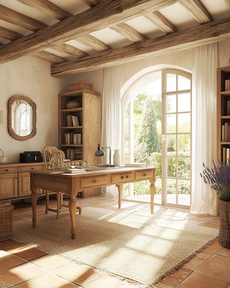 deco grand bureau campagne bois