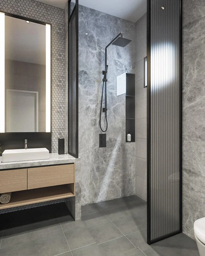 agrandir salle de bain meme couleur sol mur