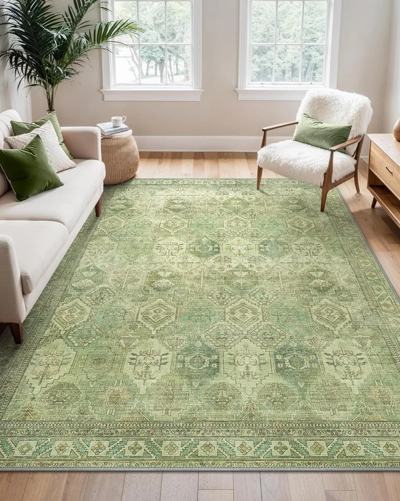 grand tapis lavable machine vert