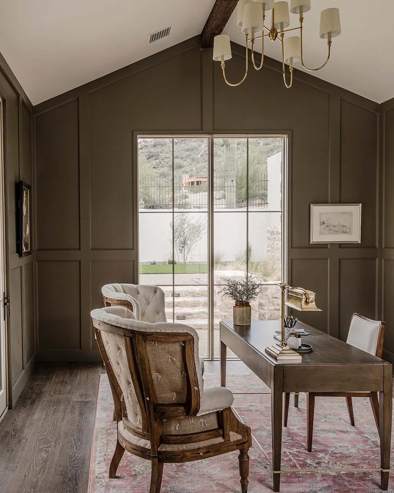 deco bureau campagne chic vert kaki