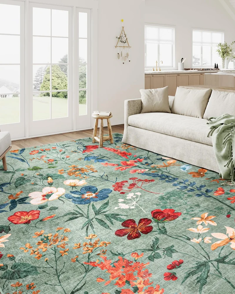 tapis lavable machine floral