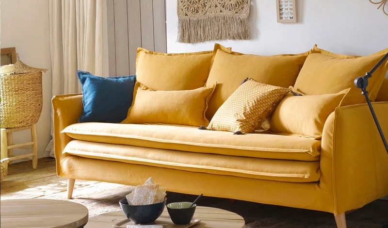 canape jaune moutarde