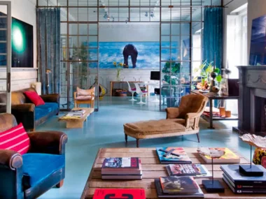 deco loft industriel bleu