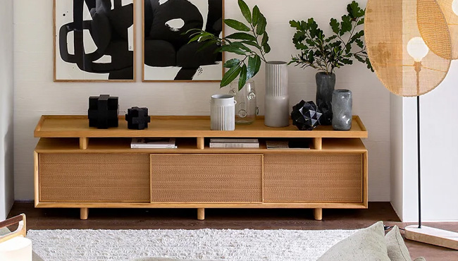 meuble tv chene cuir