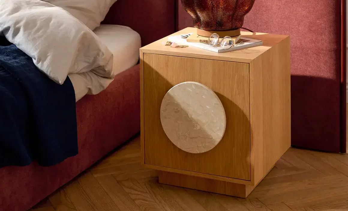 table chevet poignee travertin