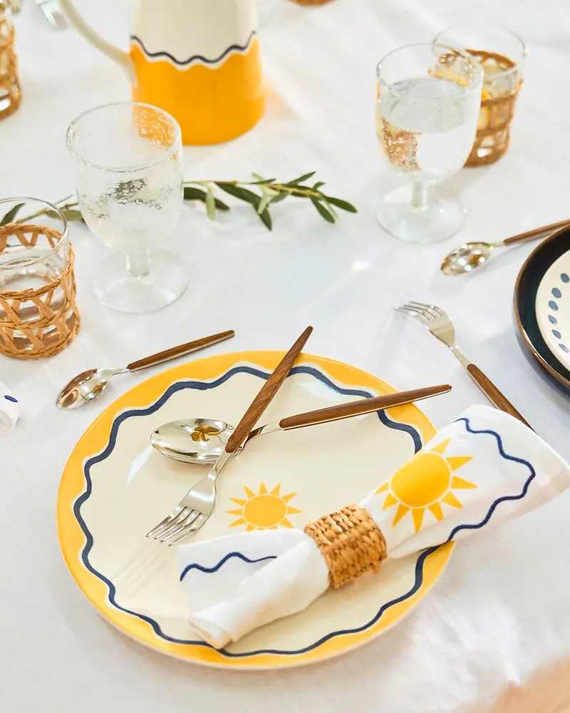 assiette motif soleil jaune