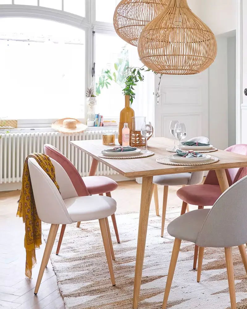 chaise velours rose