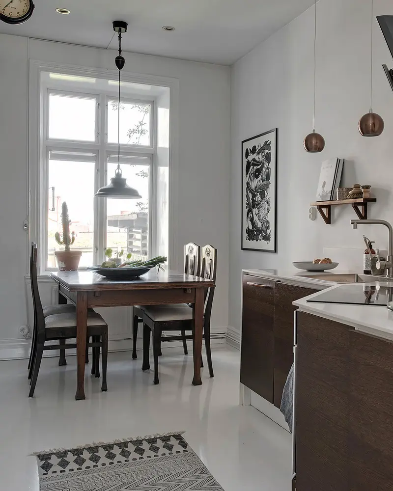 deco appartement blanc papier peint salle a manger