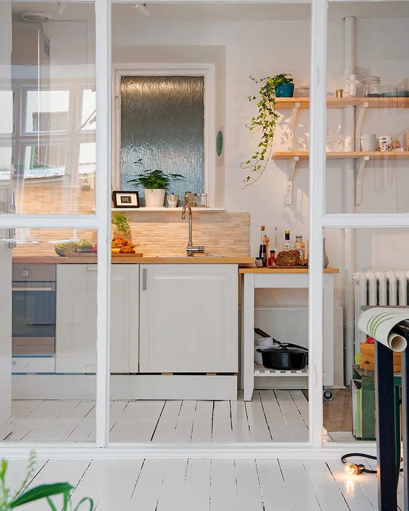 deco appartement recup noir blanc cuisine
