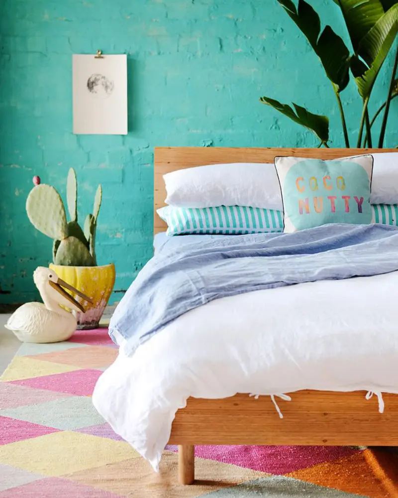 deco chambre tropicale moderne bois