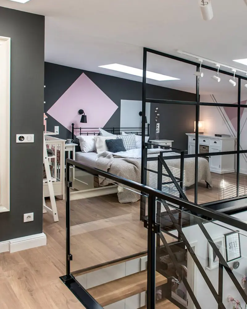 deco loft industriel chic rose chambre