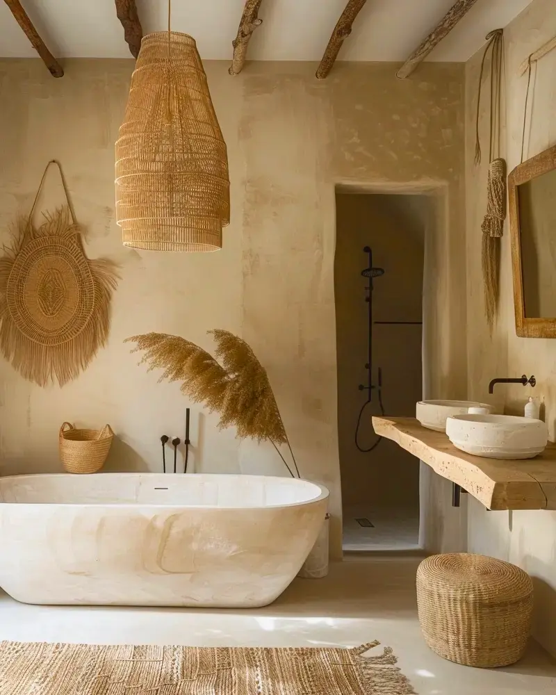 deco salle de bain beton matieres naturelles