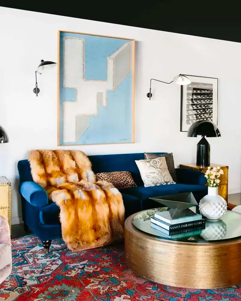 deco salon bleu dore