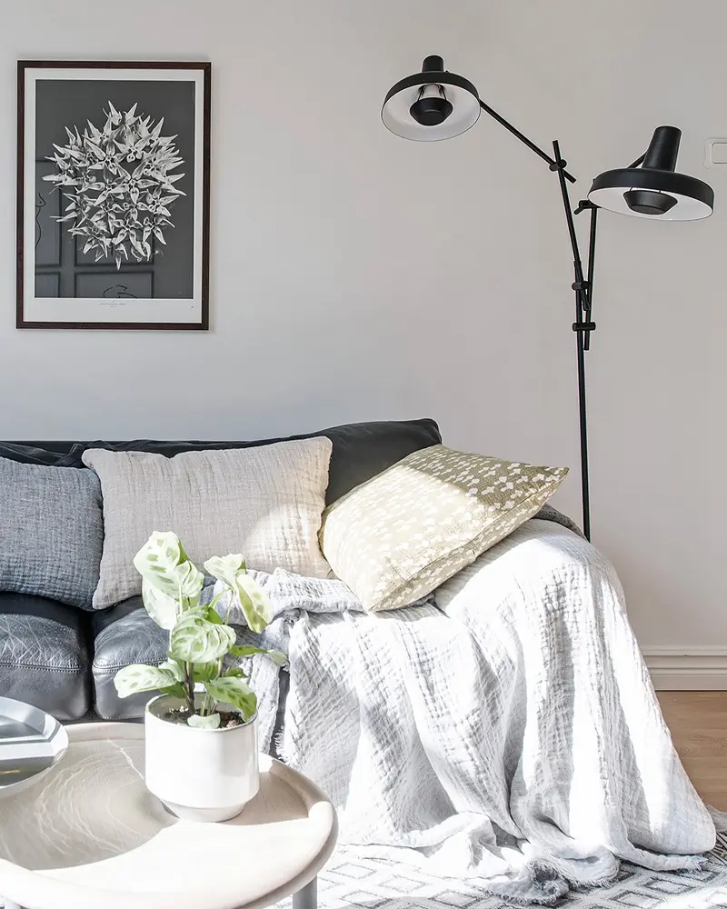deco studio scandinave noir blanc salon