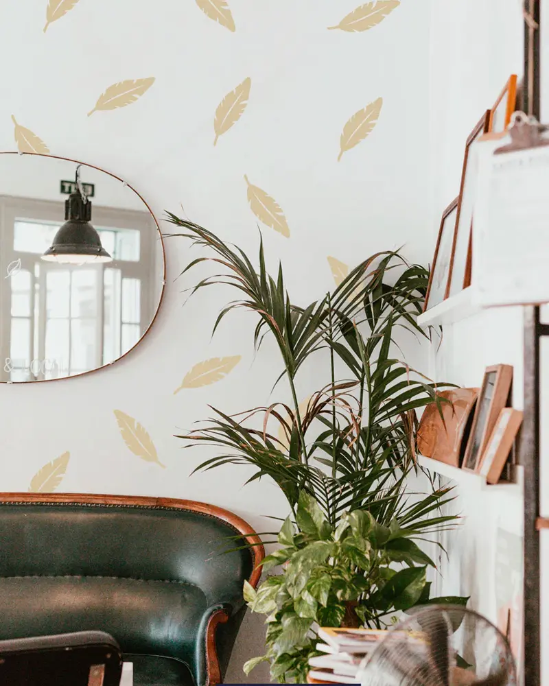 sticker plume doree deco salon