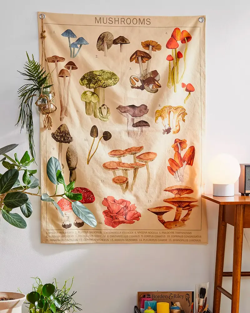 tenture murale champignon deco bureau