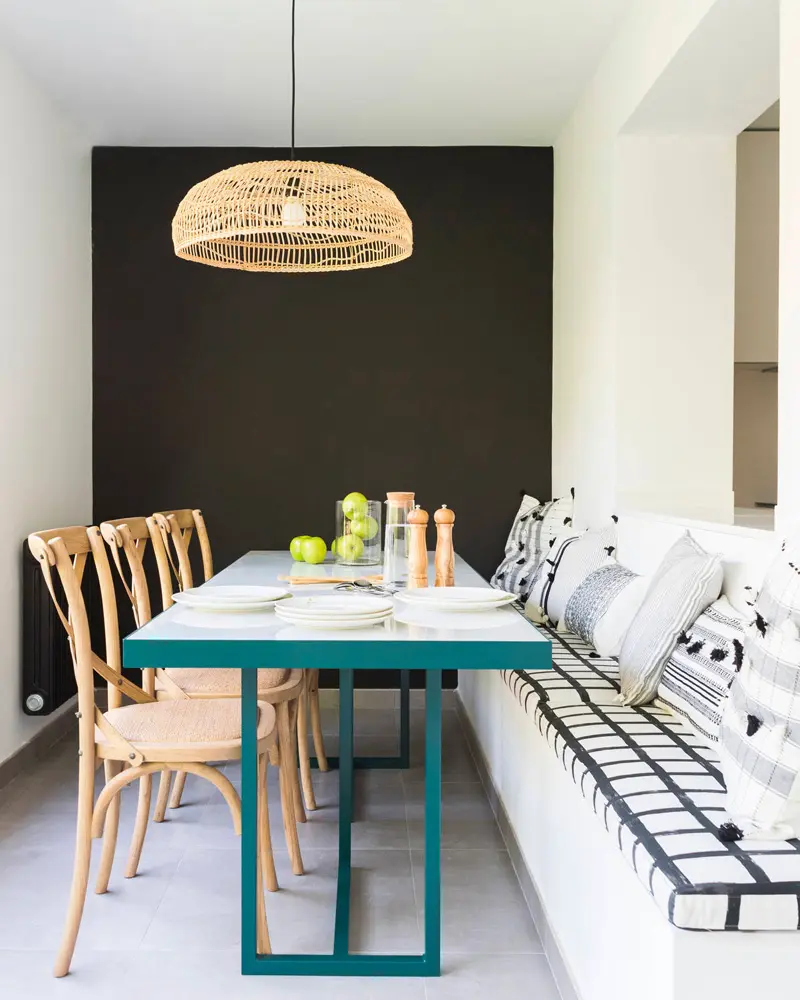 tissu motif banquette salle a manger