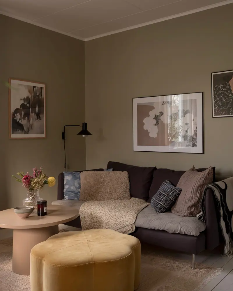deco appartement naturel vert kaki salon