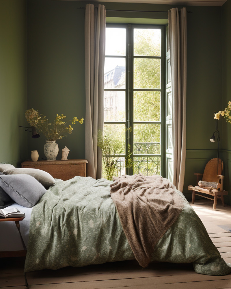 deco chambre vert sauge bois