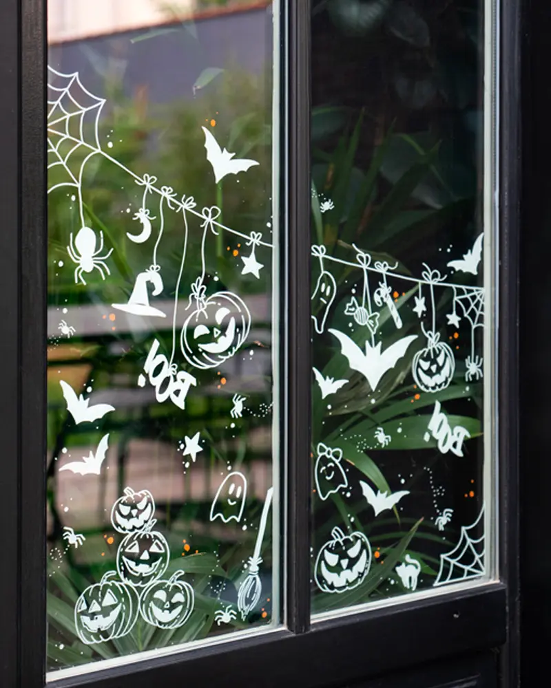 deco fenêtre Halloween diy feutre craie