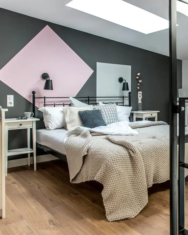 deco loft industriel chic rose chambre