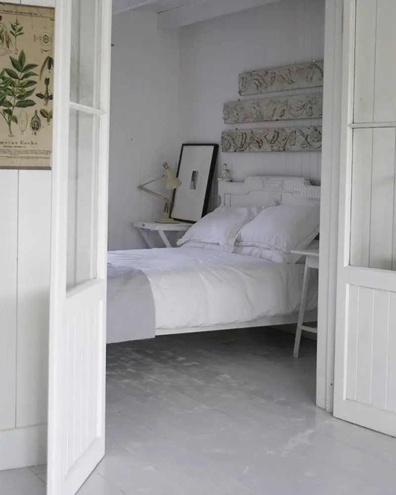 deco maison industrielle chic blanche chambre