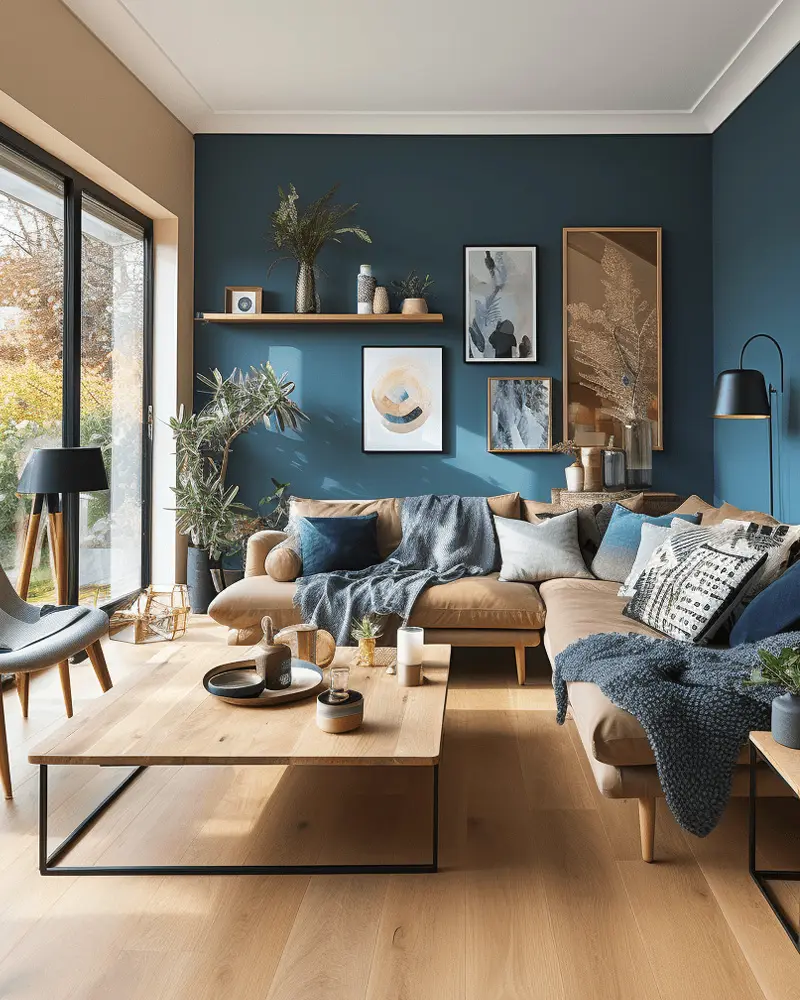 deco salon bleu beige