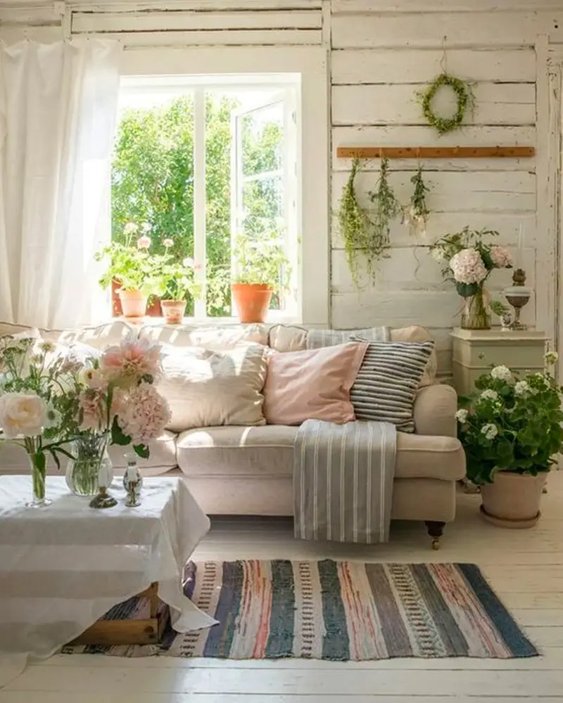 deco salon campagne vegetal