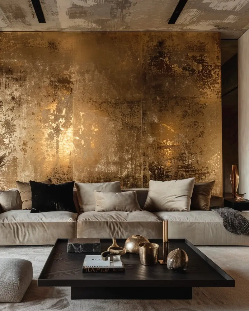 deco salon chic mur dore