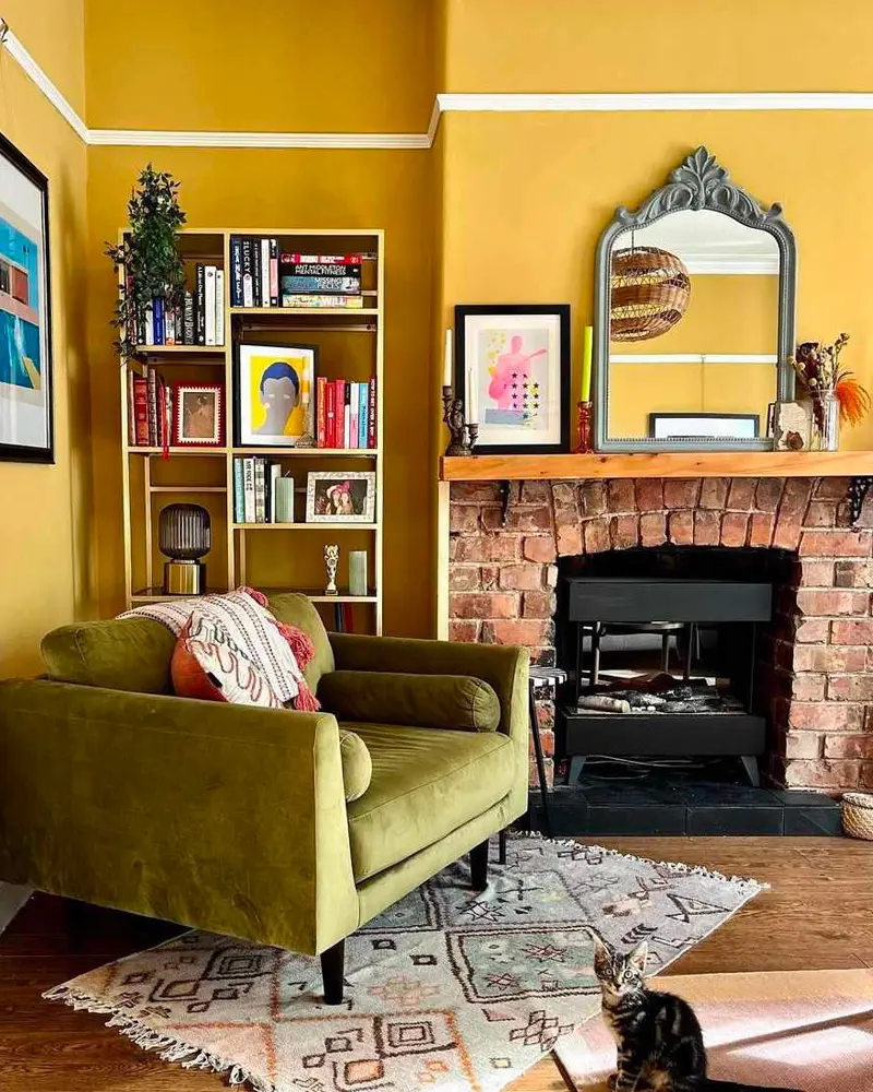 deco salon mur jaune