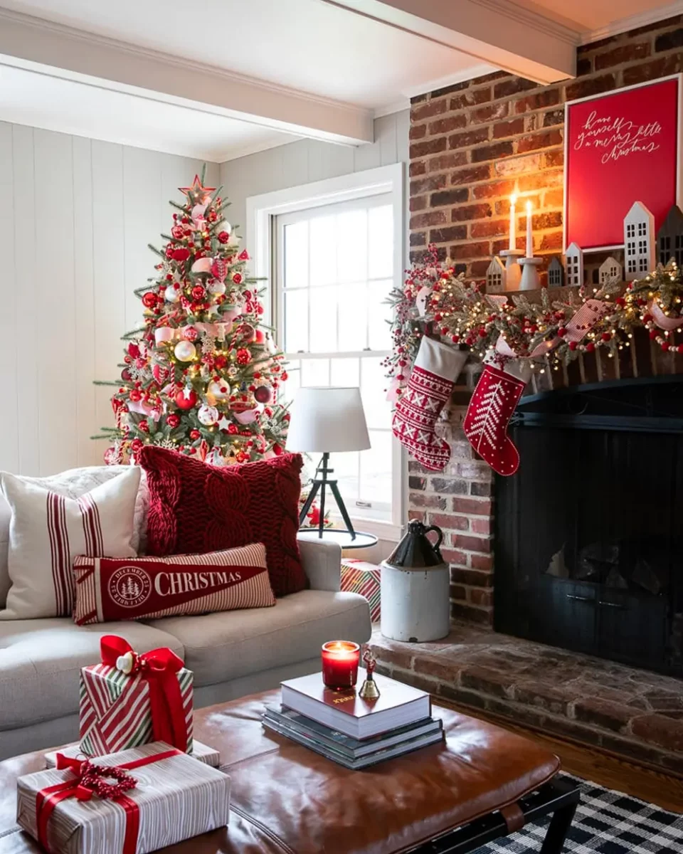 deco salon rouge noel
