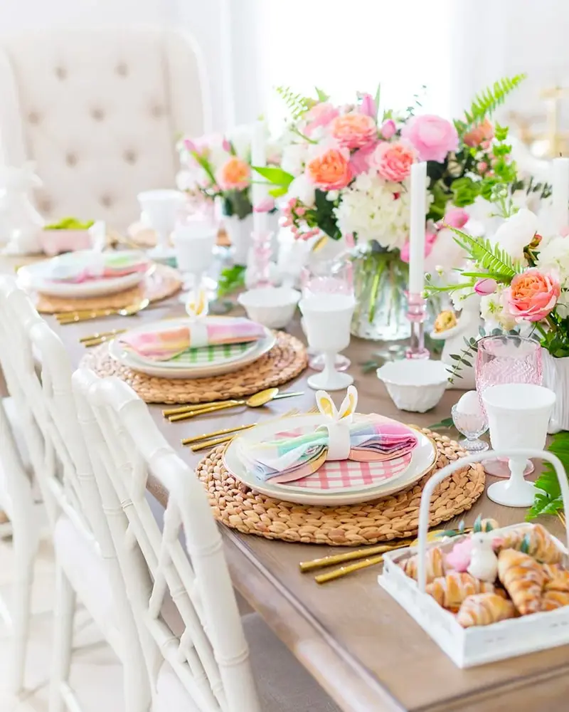 deco table paques champetre coloree