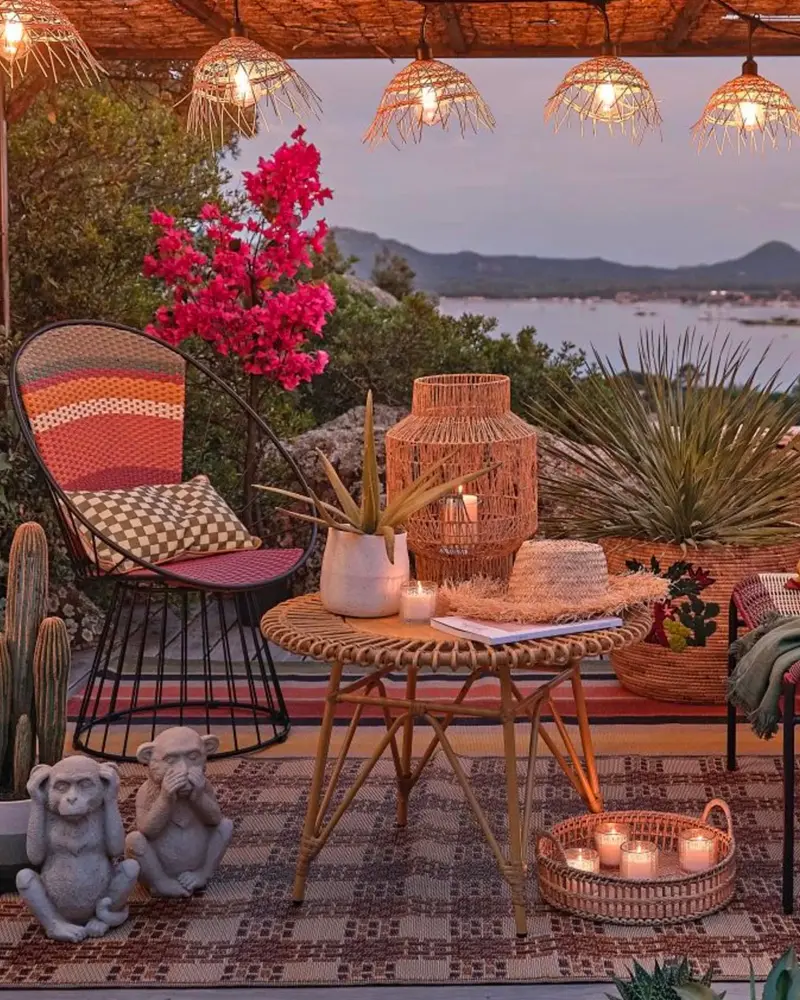 deco terrasse boheme rotin