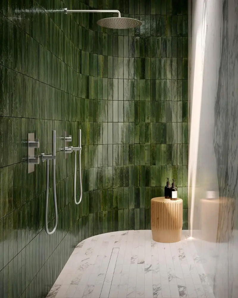 douche carrelage zellige vert