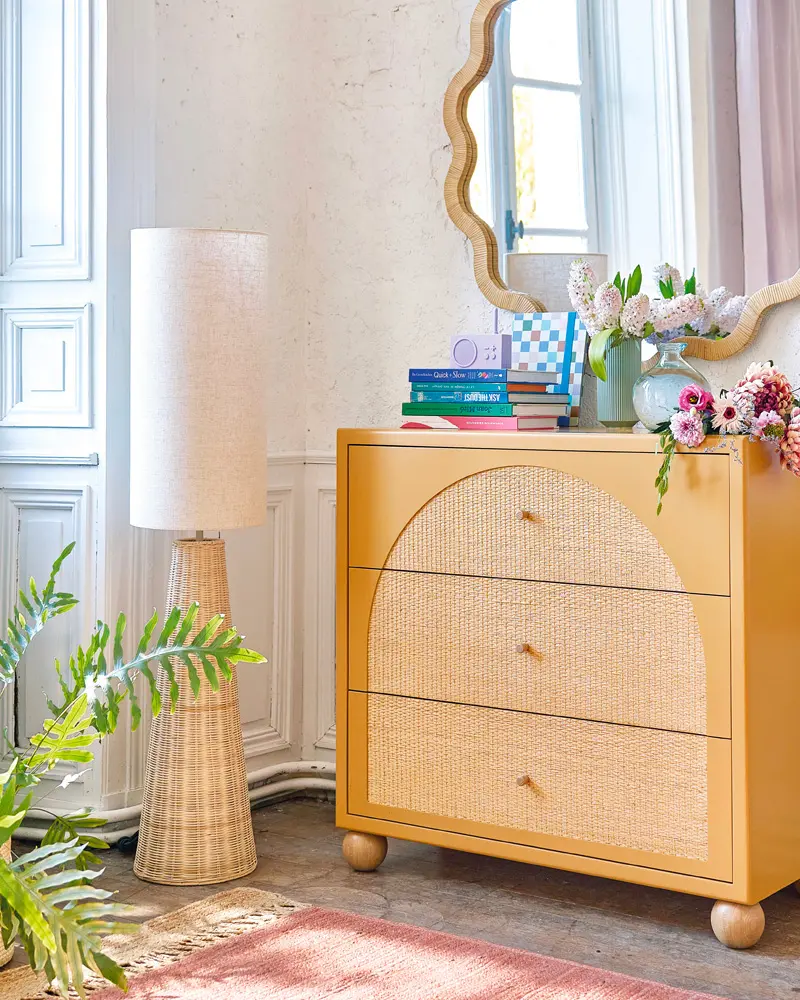 lampadaire rotin
