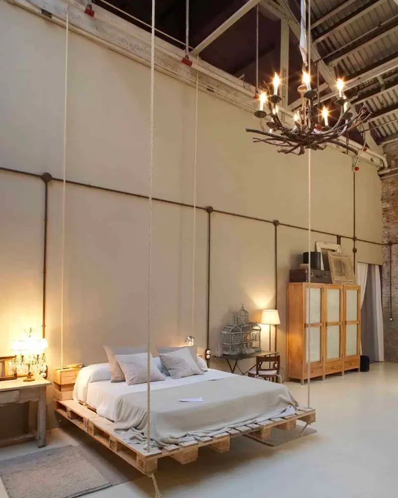 lit palette deco chambre industrielle