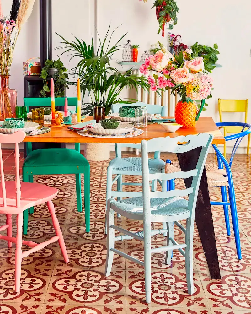 notes roses deco salle a manger