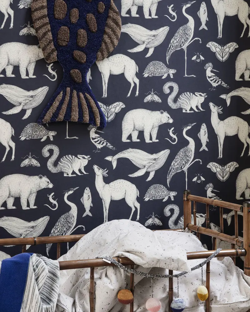 papier peint animaux bleu blanc
