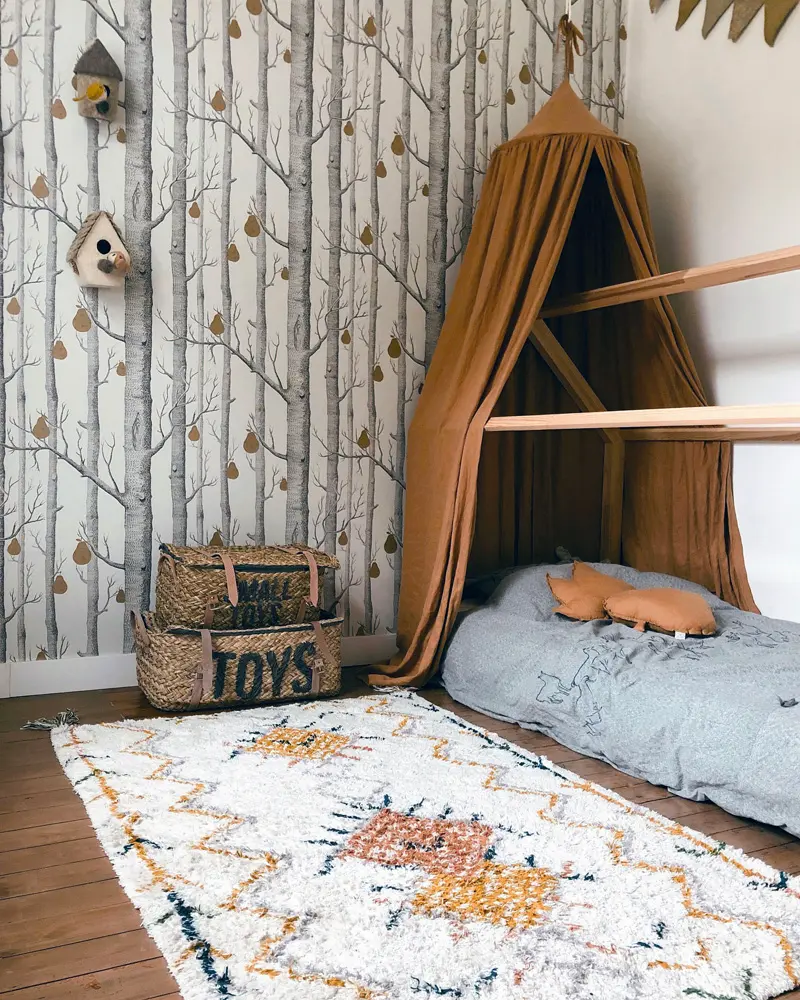 papier peint foret deco chambre enfant cabane