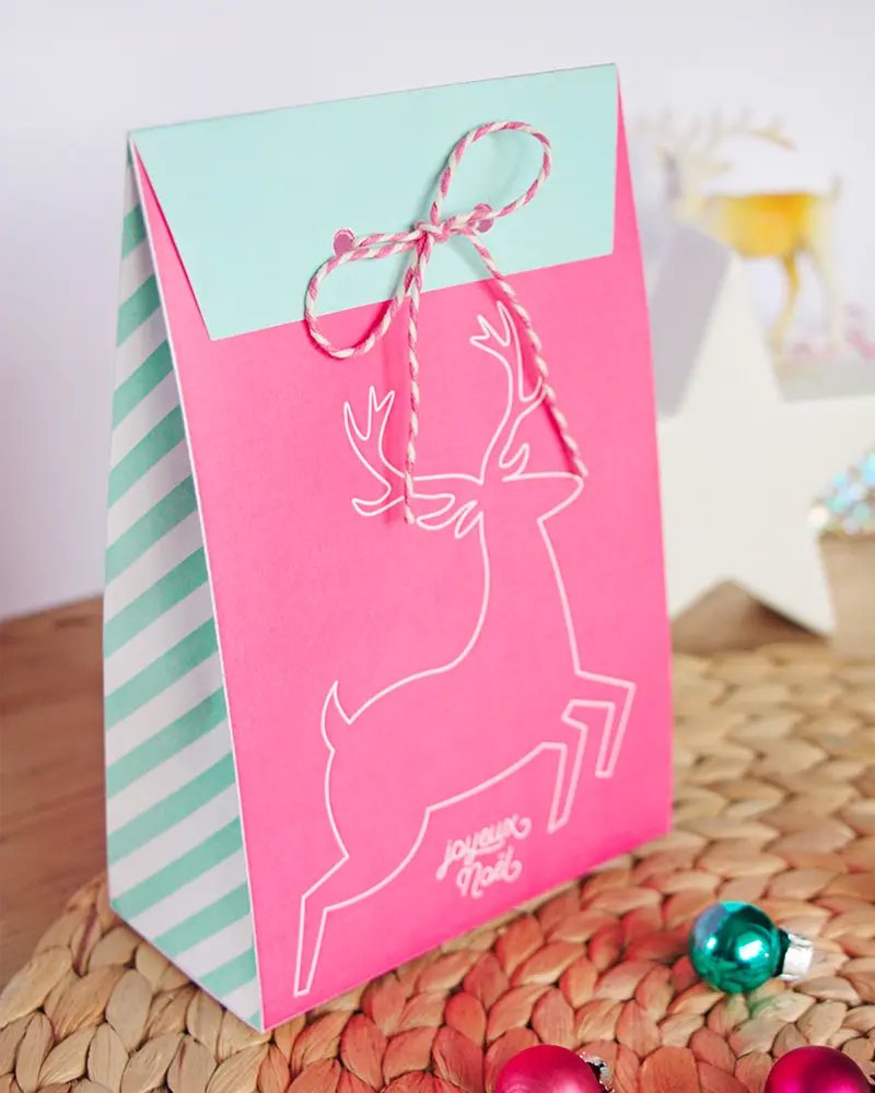 pochette cadeau noel a imprimer rose diy