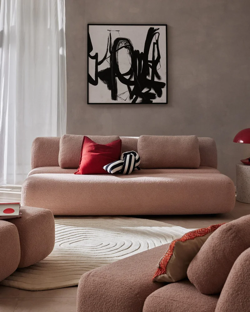 Canapé rose moderne en tissu bouclette Westwing