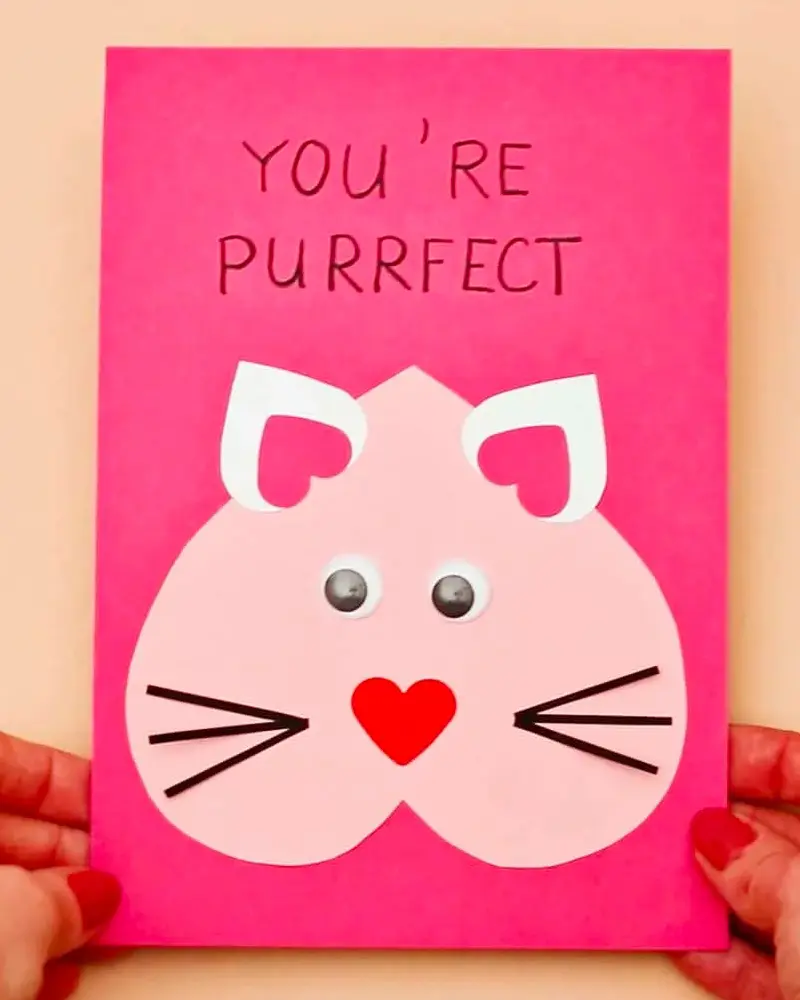 carte chat diy saint valentin enfant
