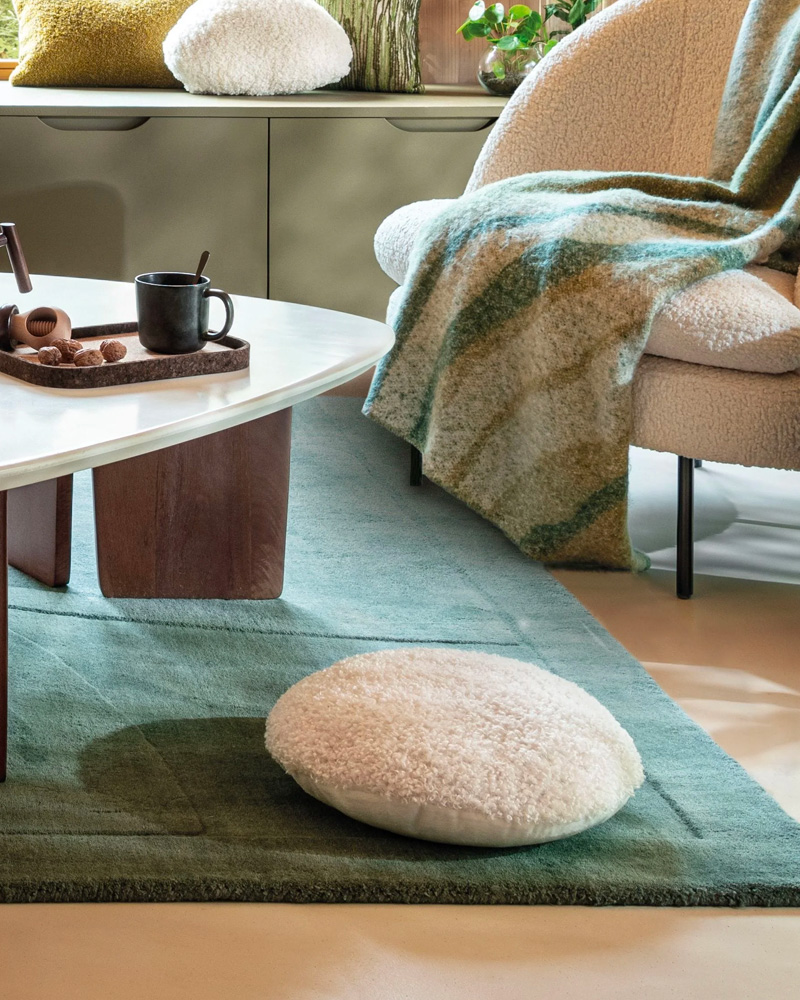 coussin rond bouclette