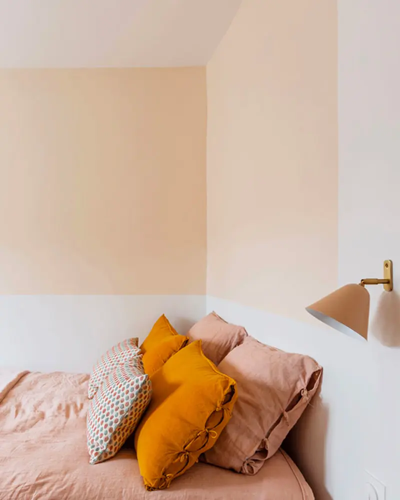 deco appartement nature vert rose chambre