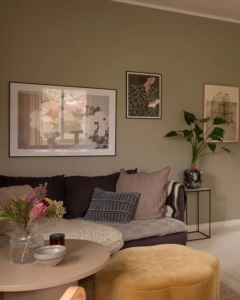deco appartement naturel vert kaki salon