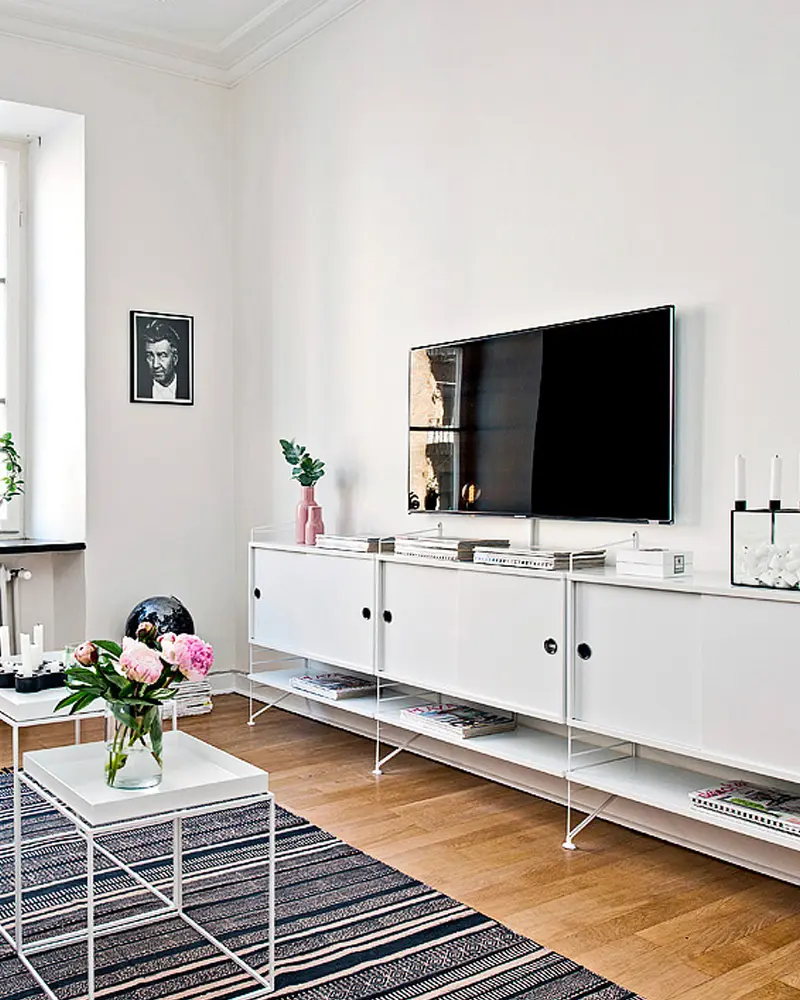 deco appartement scandinave vintage noir blanc salon
