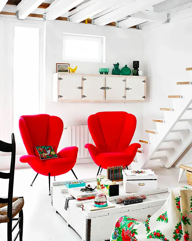 deco maison boheme rouge salon
