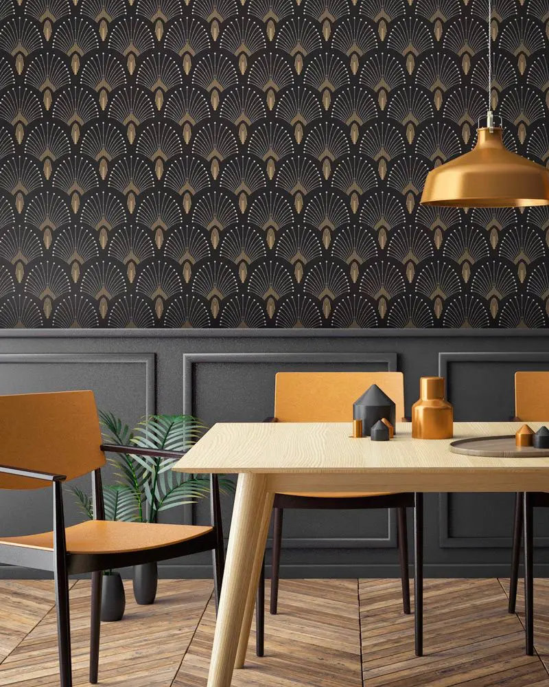 deco salle a manger art deco bleu dore