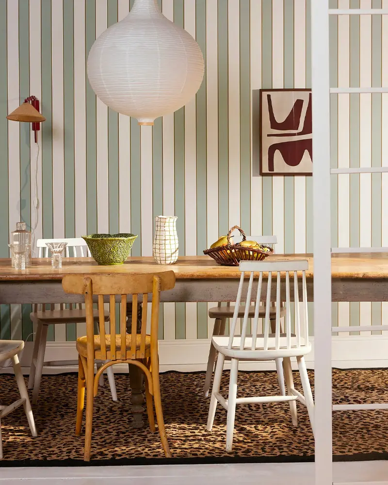 deco salle a manger mur rayures